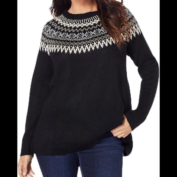 Roaman’s Fair Isle Pullover Sweater black long sleeves Sz 18/20 - Picture 9 of 12